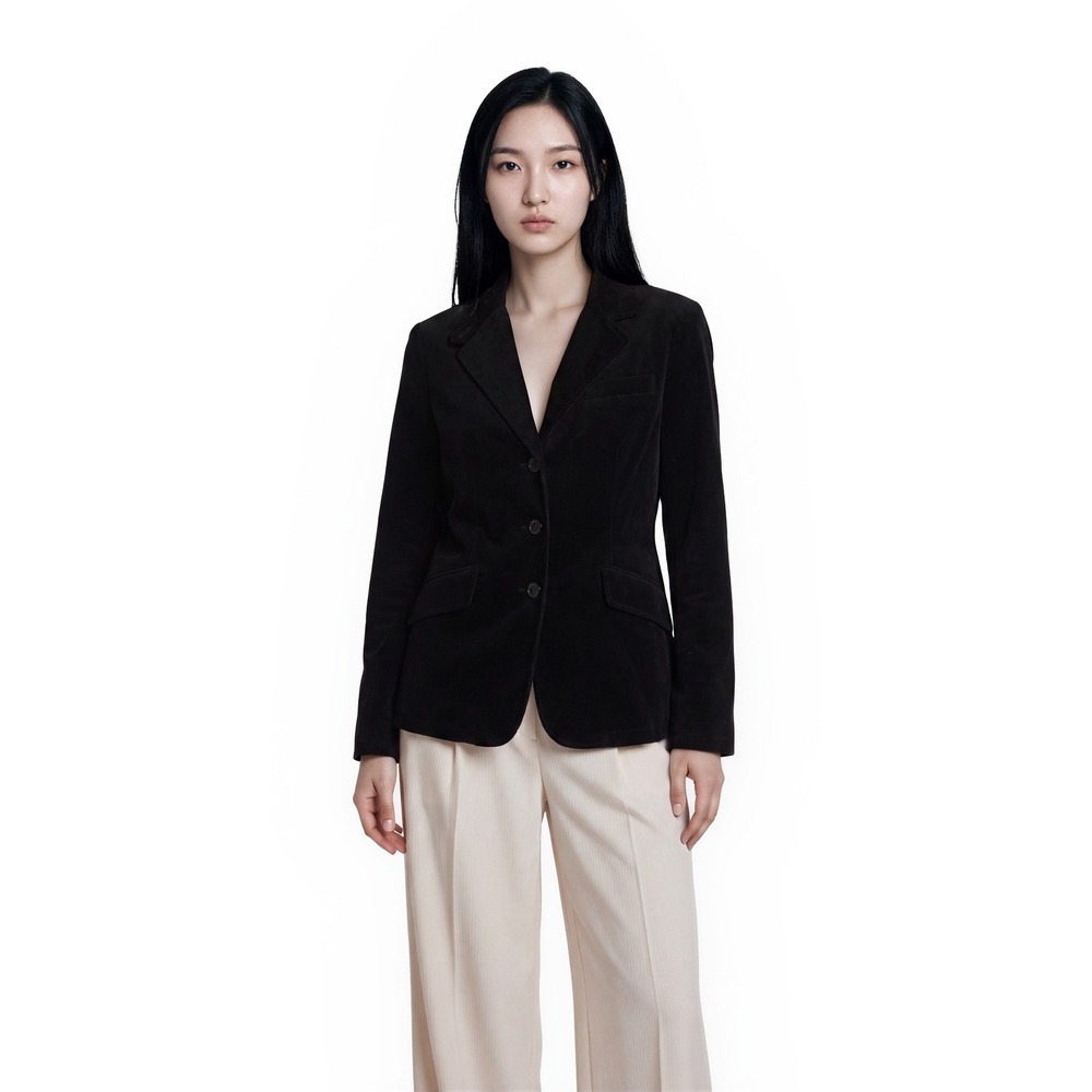 Lauren Ralph Lauren Blazer Women's Size Medium Black Corduroy Button Jacket